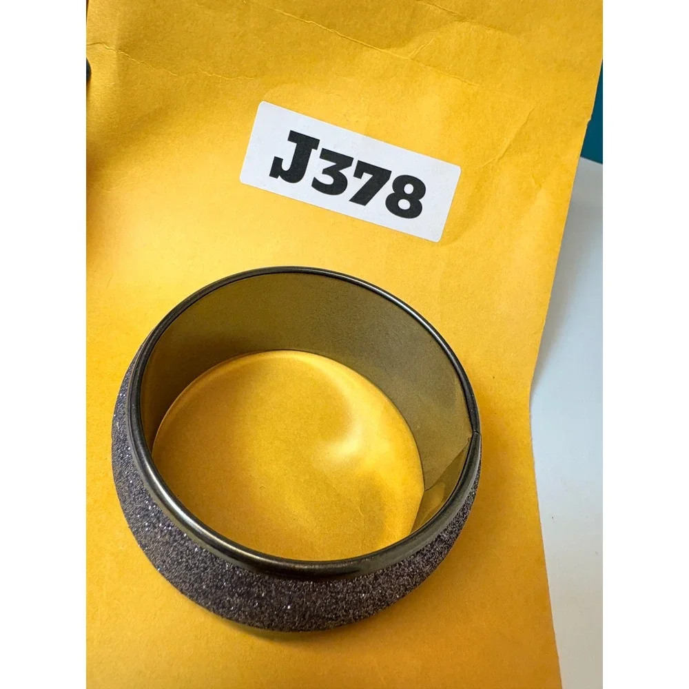 Purple‎ Glitter Chunky Bangle Bracelet Wide Gunmetal Tone Metal Sparkle